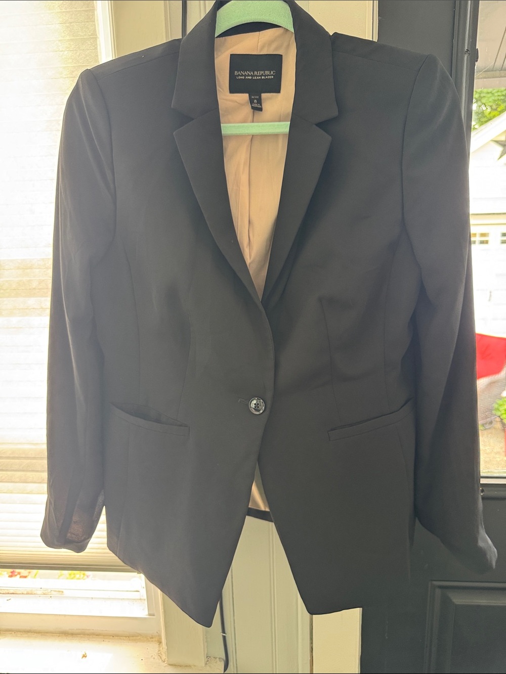 Banana Republic Black Women's Single-Button Blazer with Beige Lining